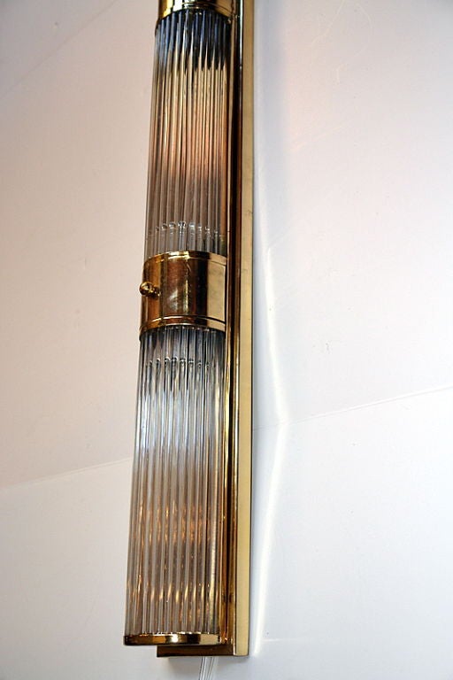 Set of Large Glass Rod Sconces, Sold per Pair In Good Condition For Sale In New York, NY
