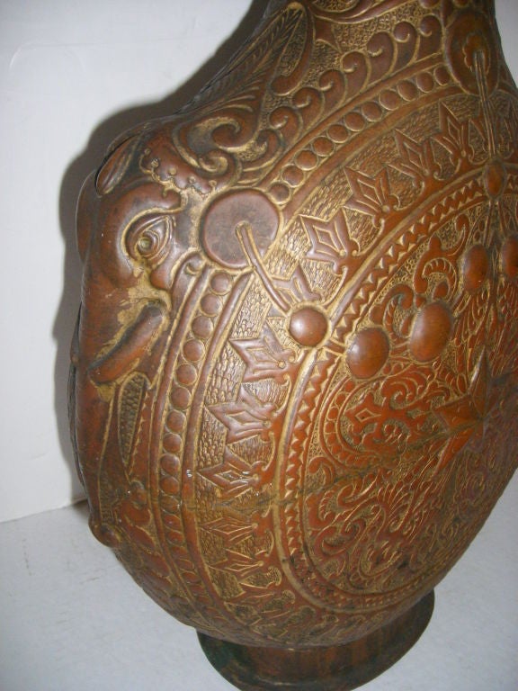 Moroccan Hammered Copper Vase For Sale