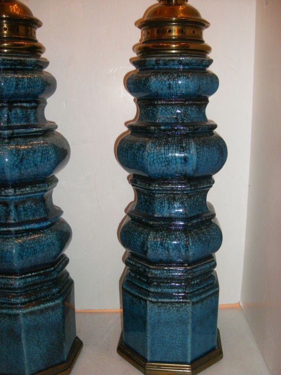 Large Blue Porcelian Lamps