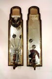 Pair of Bronze & Mirror Sconces