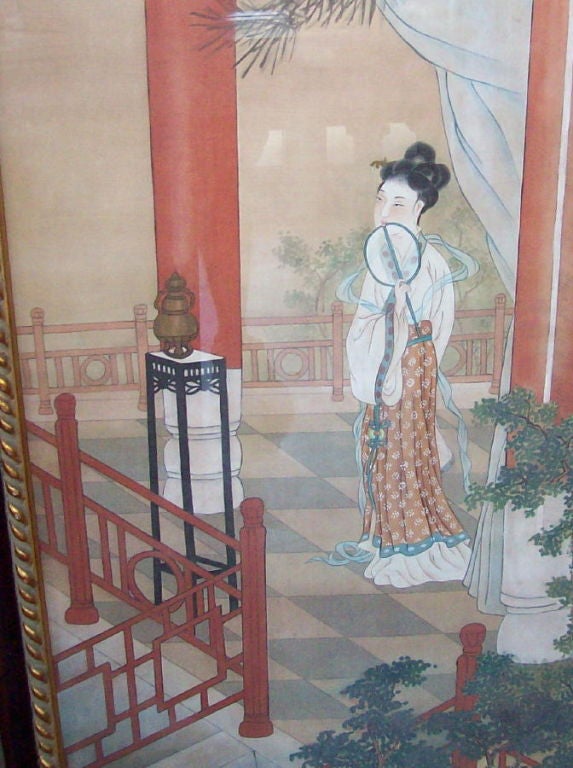 FRAMED CHINESE WALLPAPER PANEL In Good Condition In West Palm Beach, FL