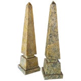PAIR OF SIENNA MARBLE OBLISKS
