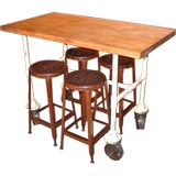 Used Industrial Pipe Table - Maple Butcher Block Top