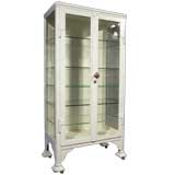 Vintage Metal & Glass Medical Cabinet