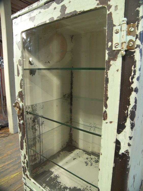 20th Century Metal & Glass Medical Storage Cabinet
