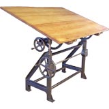 Vintage Industrial Cast Iron Drafting Table