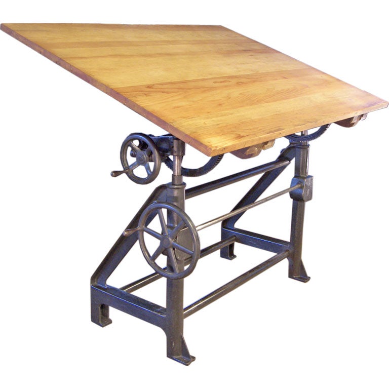Industrial Cast Iron Drafting Table