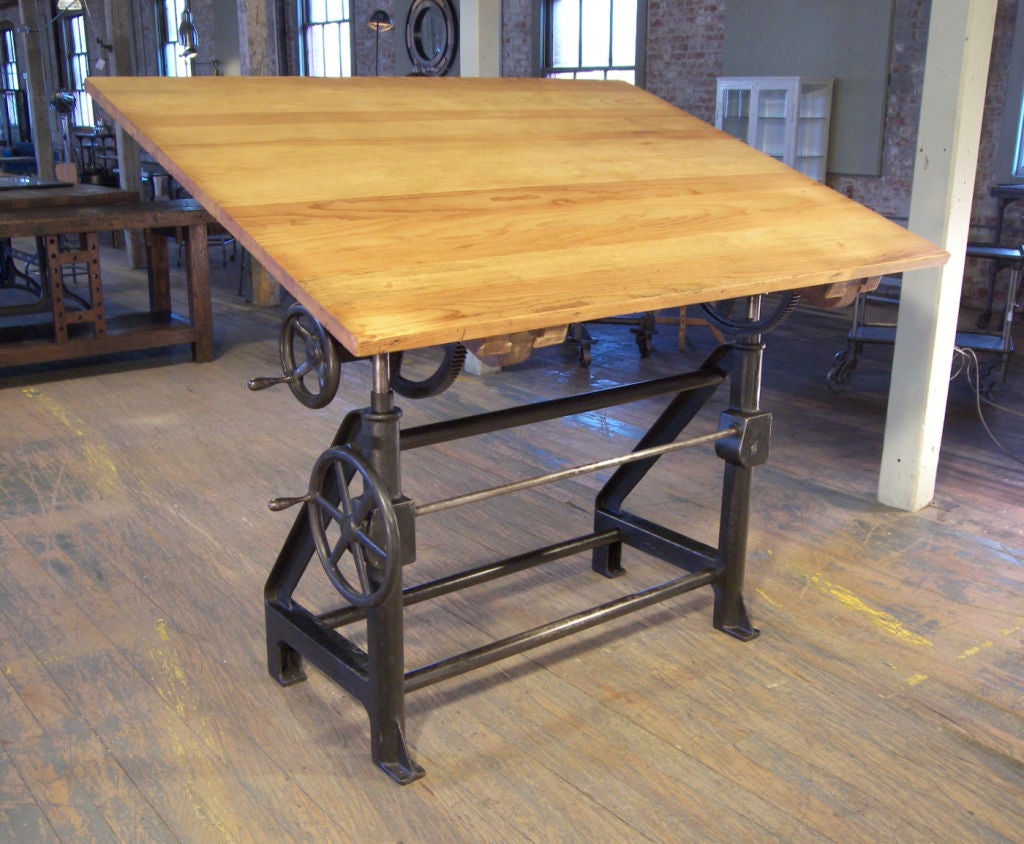 American Industrial Cast Iron Drafting Table