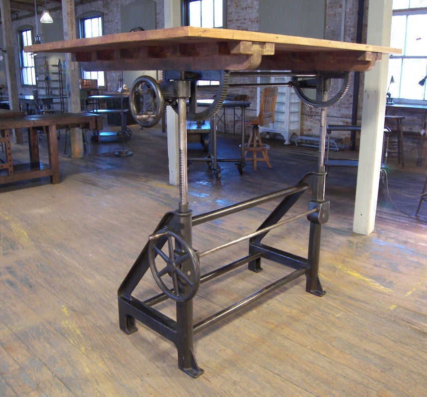 Industrial Cast Iron Drafting Table 1
