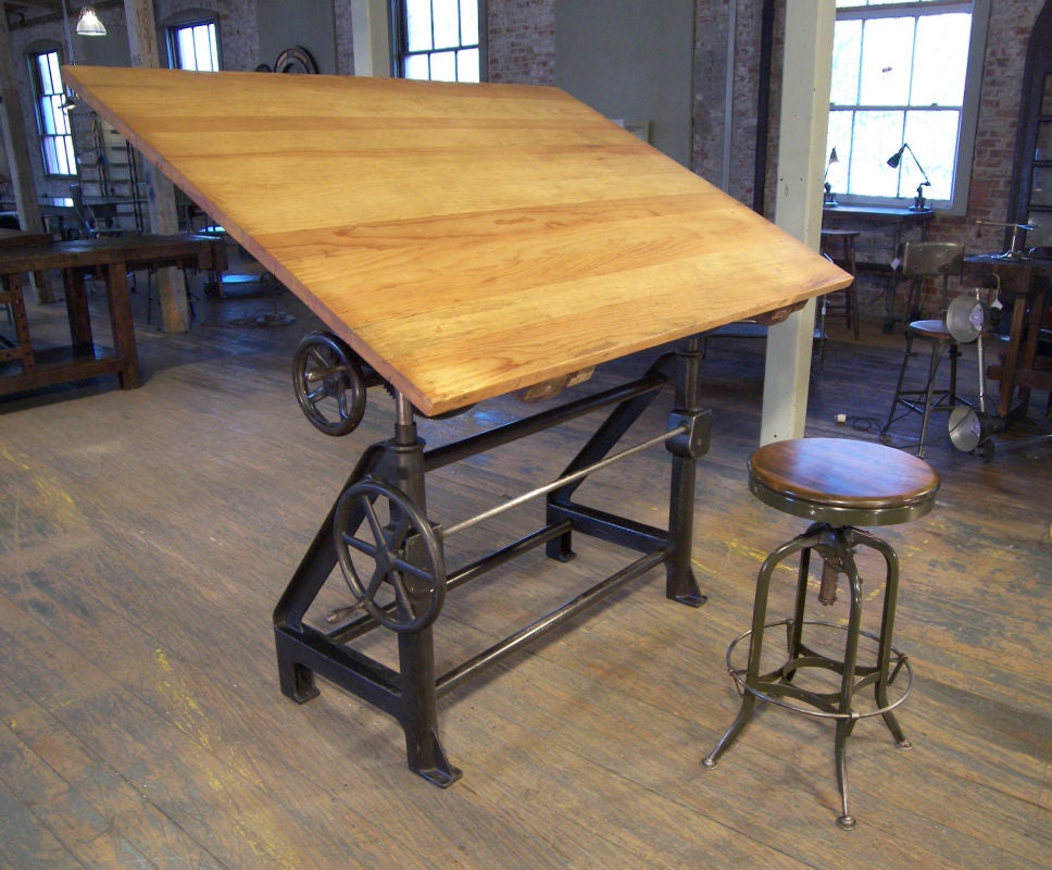 Industrial Cast Iron Drafting Table 2