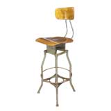 Vintage Wood & Metal Swivel Toledo Stool