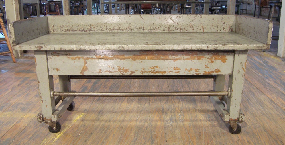 Industrial Wood Bench / Seat on Casters