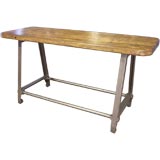 Vintage Industrial Cast Iron & Wood Table / Bench