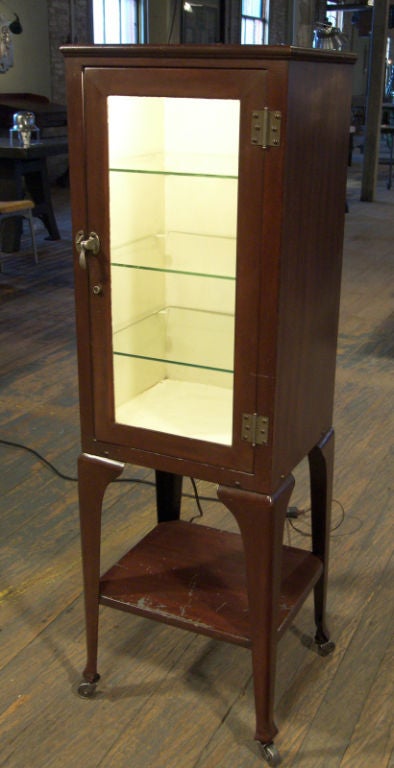 American Vintage Metal Light Up Medical Cabinet