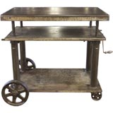 Vintage Industrial Adjustable Lift Table / Cart