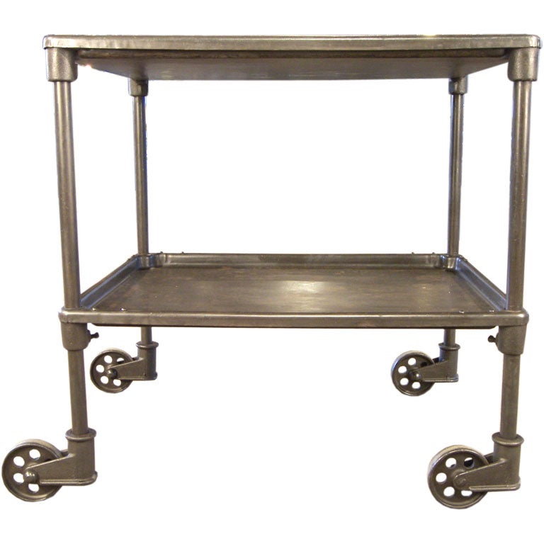 Vintage Industrial Two Tier Cart on Casters