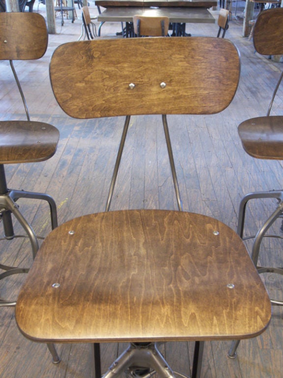 Wood Set of Three Vintage Toledo Bar / Counter Stools