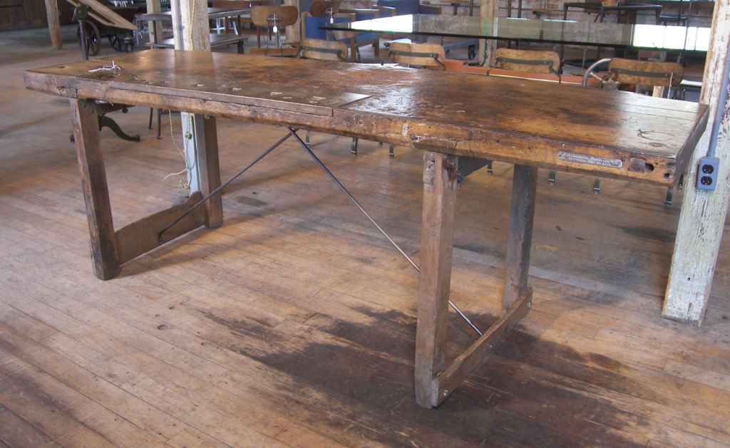 Antique Wood & Steel Tinsmith's Workbench