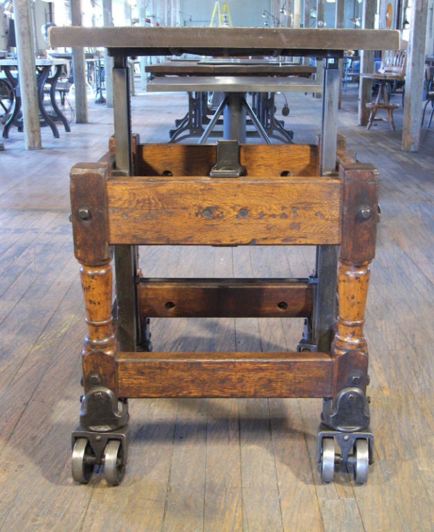 Vintage Industrial Wood & Steel Printer's Cart 6
