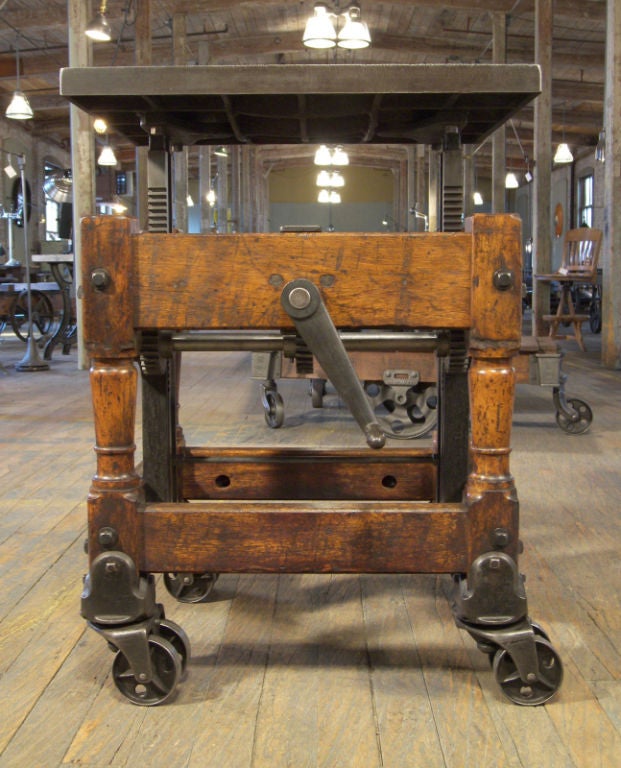 American Vintage Industrial Wood & Steel Printer's Cart
