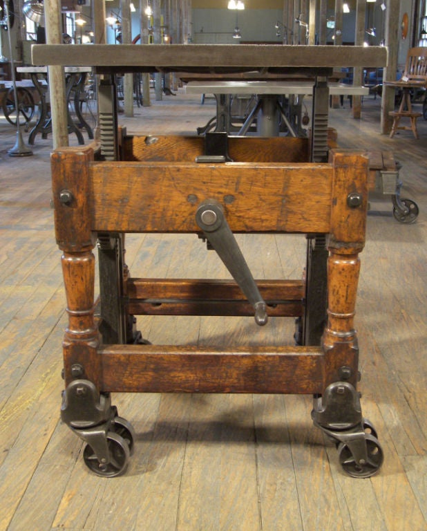 20th Century Vintage Industrial Wood & Steel Printer's Cart