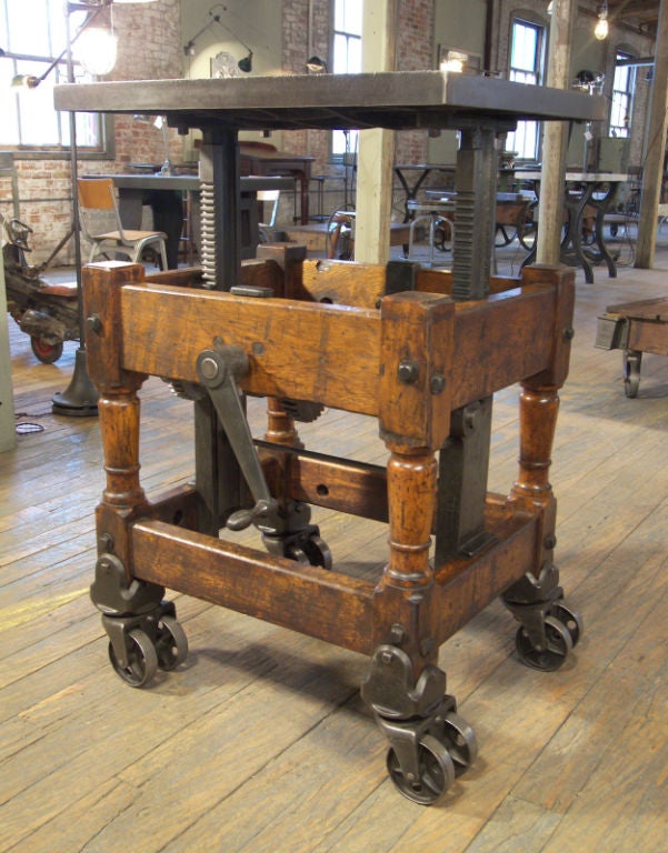Vintage Industrial Wood & Steel Printer's Cart 1