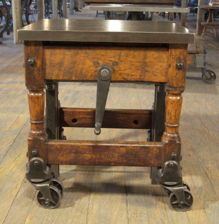 Vintage Industrial Wood & Steel Printer's Cart 2