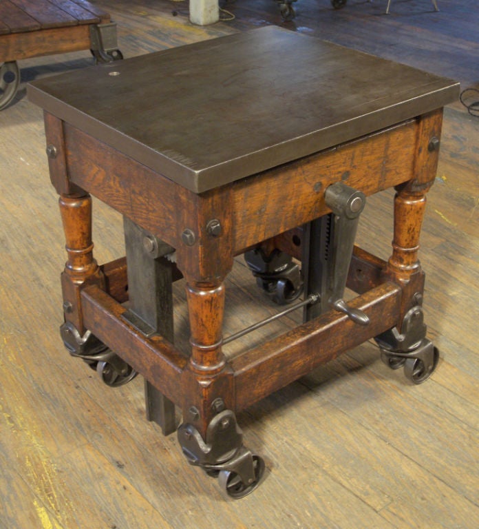 Vintage Industrial Wood & Steel Printer's Cart 4
