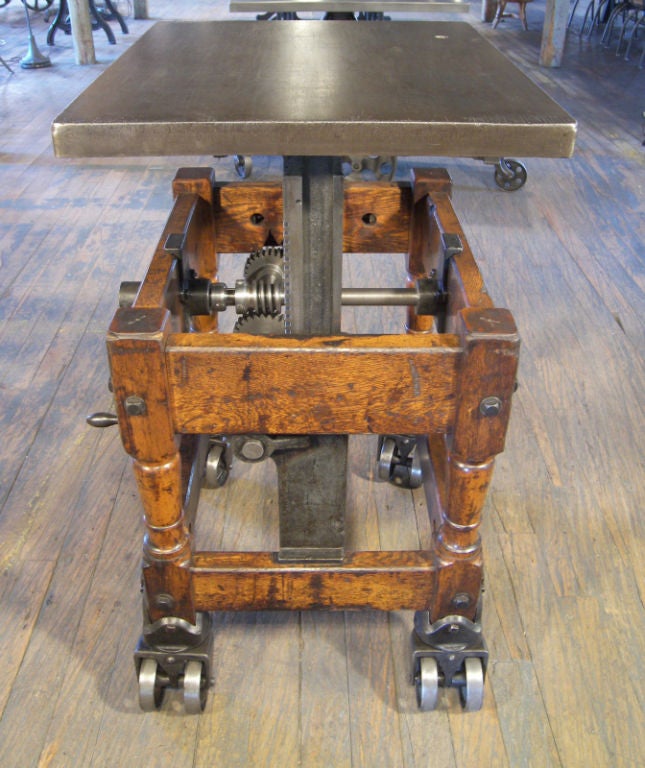 Vintage Industrial Wood & Steel Printer's Cart 5