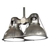 Vintage Industrial Ceiling Double Holophane Light / Lamp