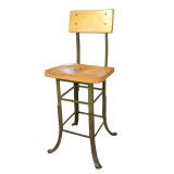 Vintage Industrial Wood & Metal Adjustable Stool
