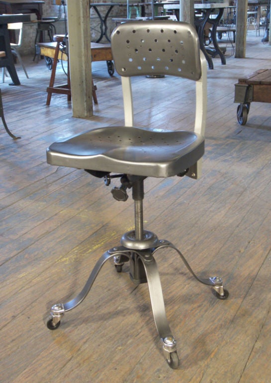 20th Century Vintage Industrial Metal Steel Remington Rand Adjustable Chair Modern