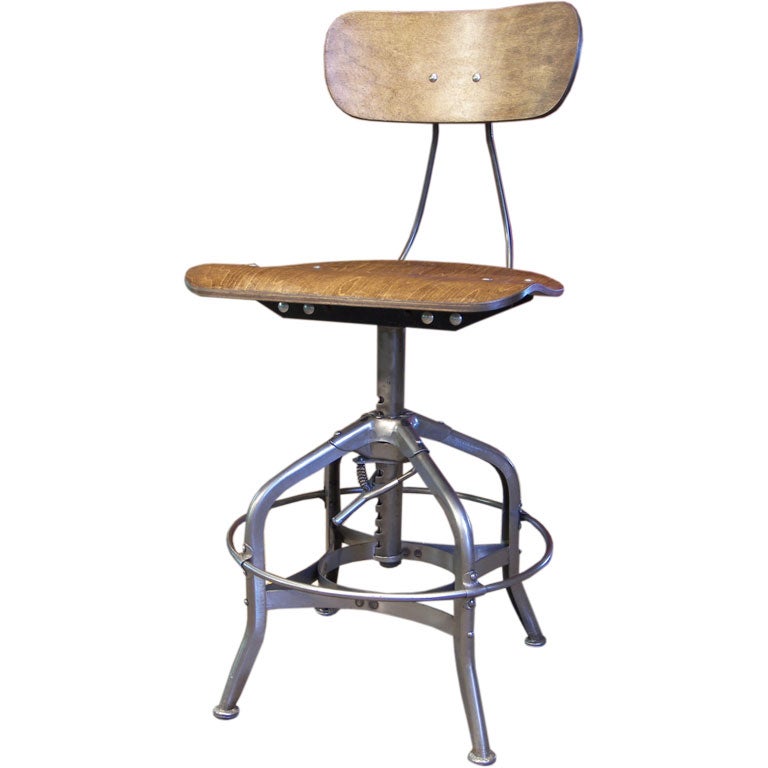 Vintage Industrial Wood 
Metal Toledo Desk Stool