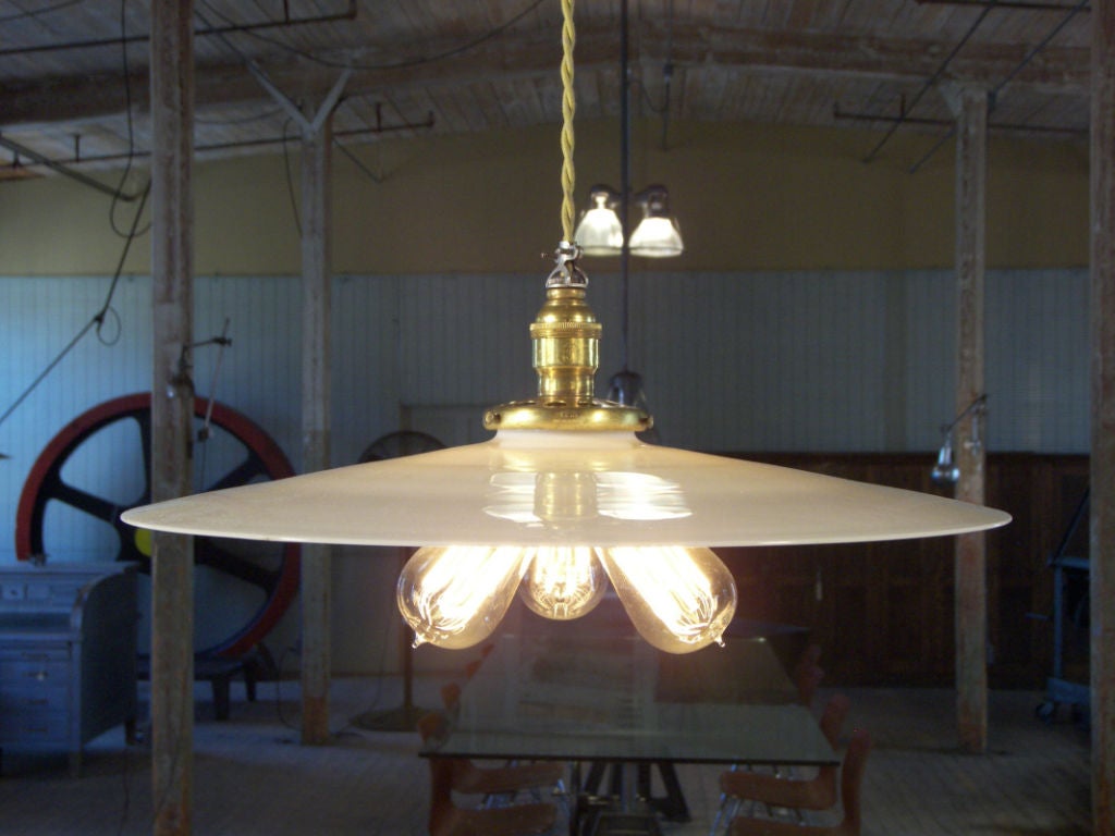 Hanging Milk Glass Lamp / Light