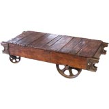 Vintage Wood & Cast Iron Globe Truck / Coffeetable