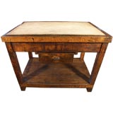 Vintage Industrial Printer's Marble Top & Wood Table