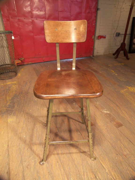 Wood & Metal Vintage Industrial Stool, Chair. 
Overall dimensions - 17