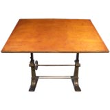 Vintage Industrial Adjustable Wood & Cast Iron Drafting Table
