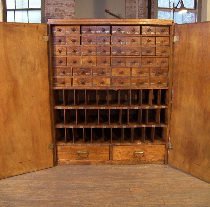 American Vintage Industrial Multi-Drawer Wood Storage Cabinet