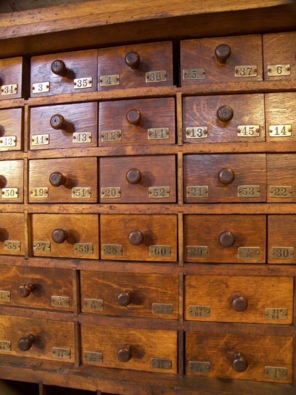 20th Century Vintage Industrial Multi-Drawer Wood Storage Cabinet