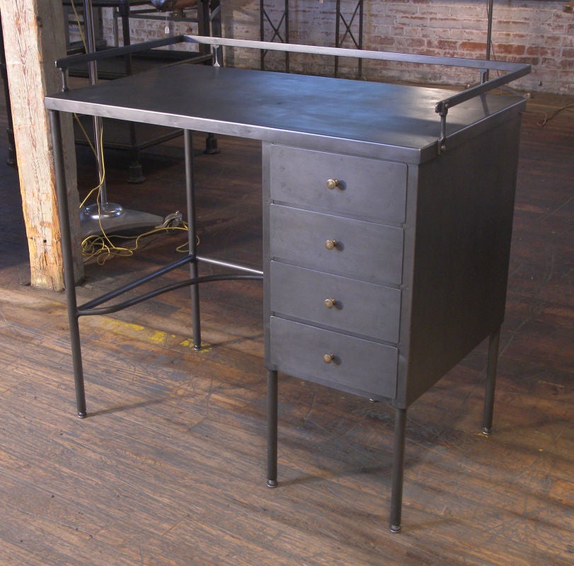 American Vintage 4 Drawer Industrial Metal / Steel Desk