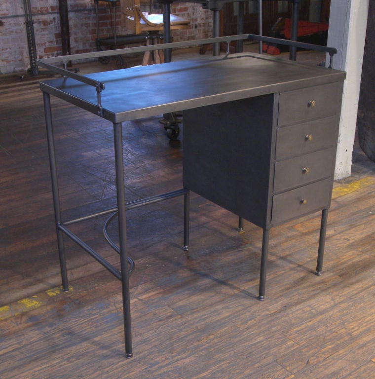 20th Century Vintage 4 Drawer Industrial Metal / Steel Desk