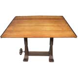 Vintage Unique Adjustable Cast Iron & Wood Industrial Drafting Table