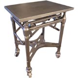 Vintage Industrial  Adjustable Metal Turtle Table on Casters