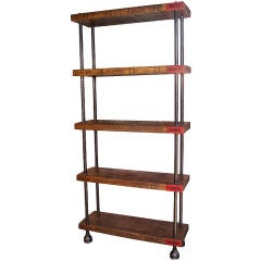 Industrial Shelving Storage Unit - Wood, Steel Pipe Cast Iron