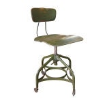 Vintage Industrial Green Toledo Wood & Metal Swivel Desk Chair