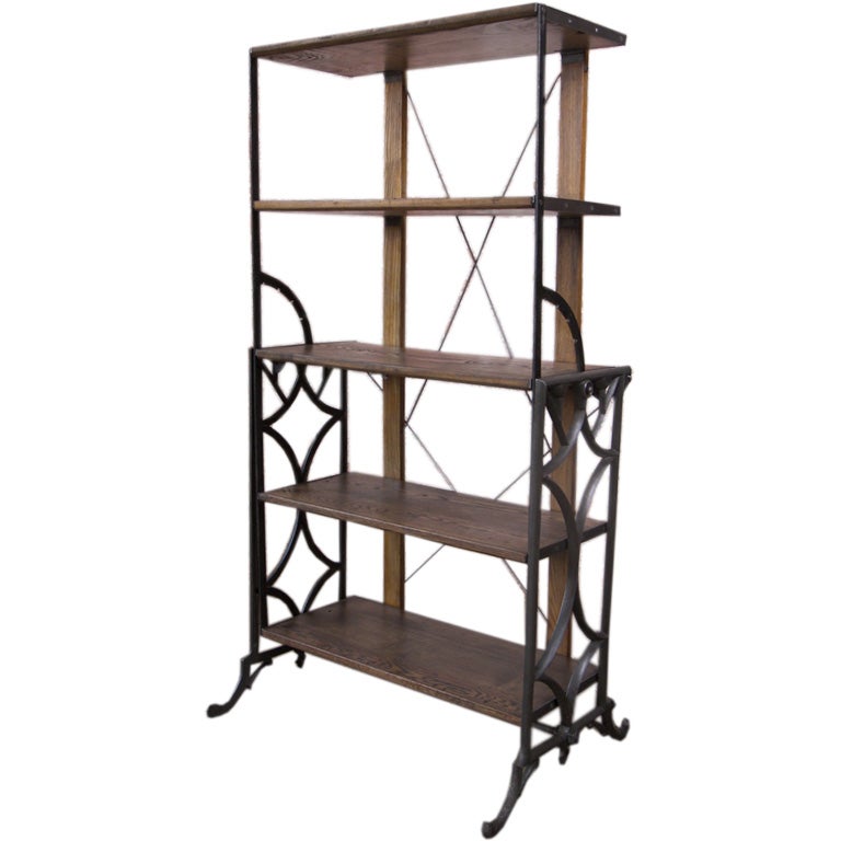 Vintage Adjustable Cast Iron and Wood Display / Baker's Rack at 1stDibs |  cast iron bakers rack