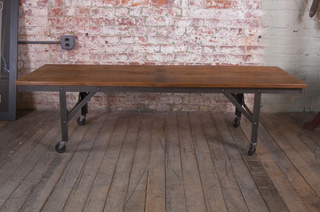 Industrial Wood & Metal Coffeetable on Casters