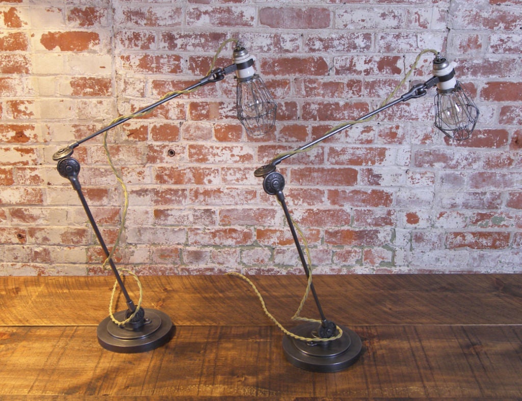 Pair of Cast Iron McCrosky Industrial Table / Desk Lamps