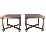 Pair of Cast Iron & Steel Turtle Tables / End Side Tables